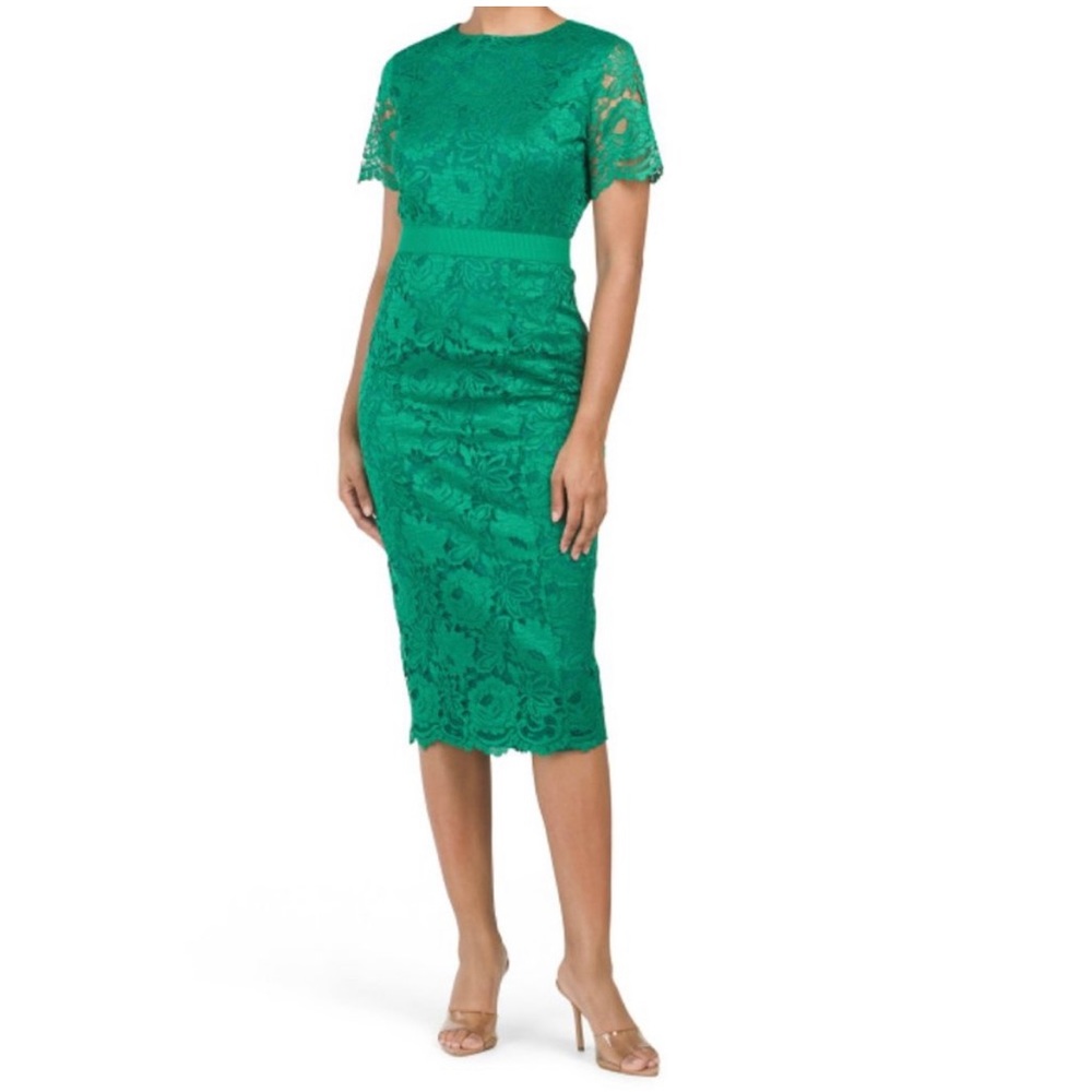 Green Laced Midi Dress by Alexia Admor